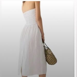 NWT J Crew Alessi Boho strapless white linen midi dress size SM